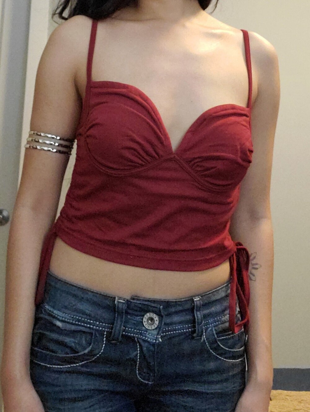 Women's Ruched Bust Cami Tank Top - Maroon